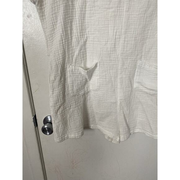 J Robert's White Women Romper Gauze Material Bikini Cover Up Collared Size S/M - Picture 9 of 11